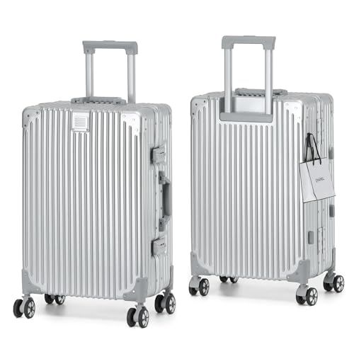 WanderMore 工場直売 スーツケース 機内持ち込み アルミフレームタイプ 大型 キャリーケース 超軽量 大容量 キャリーバッグ シルバー 四角い 耐衝撃 TSAダイヤロック レトロ 360度回転 静音 ダブルキャスター ビジネス 77 f 0 c 4 a 6