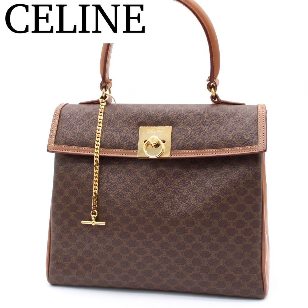 美品】CELINE M13 マカダム柄 ハンドバッグ ヴィンテージ ブラウン系