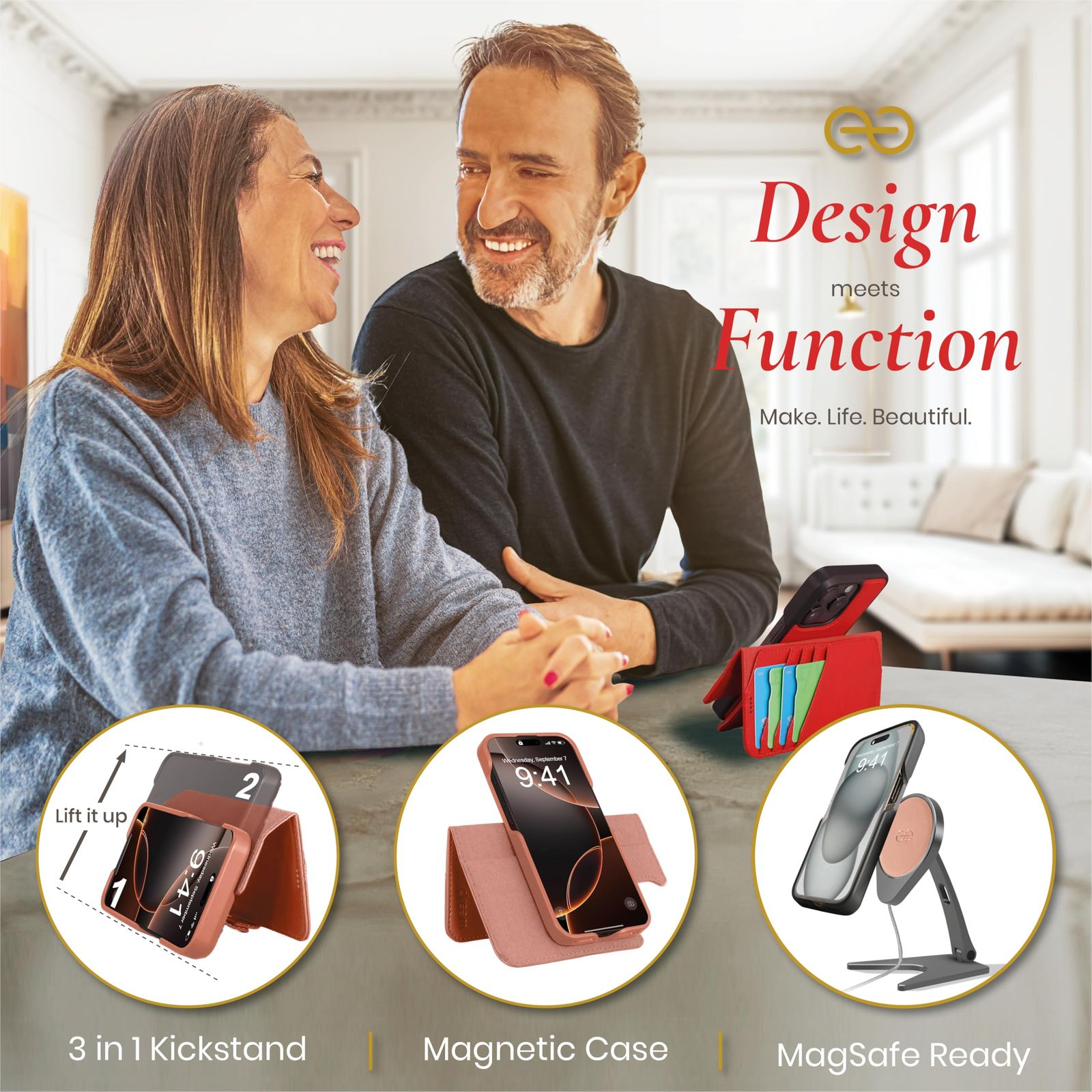 新品 Dreem フィボナッチ（Fibonacci）2イン1 財布型ケース Apple