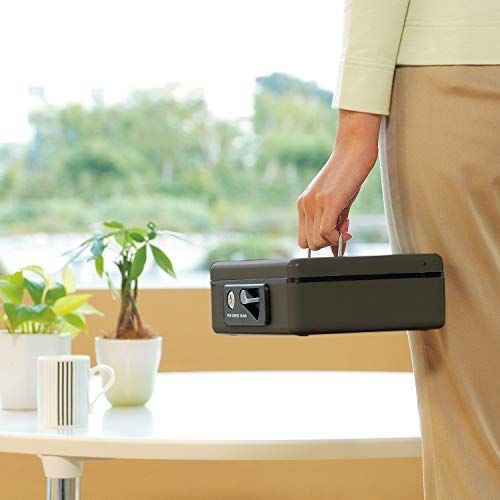 プラス 金庫 手提金庫 小型 W 230 D 194 80 mm ダークグレー 12 863 5122 fec