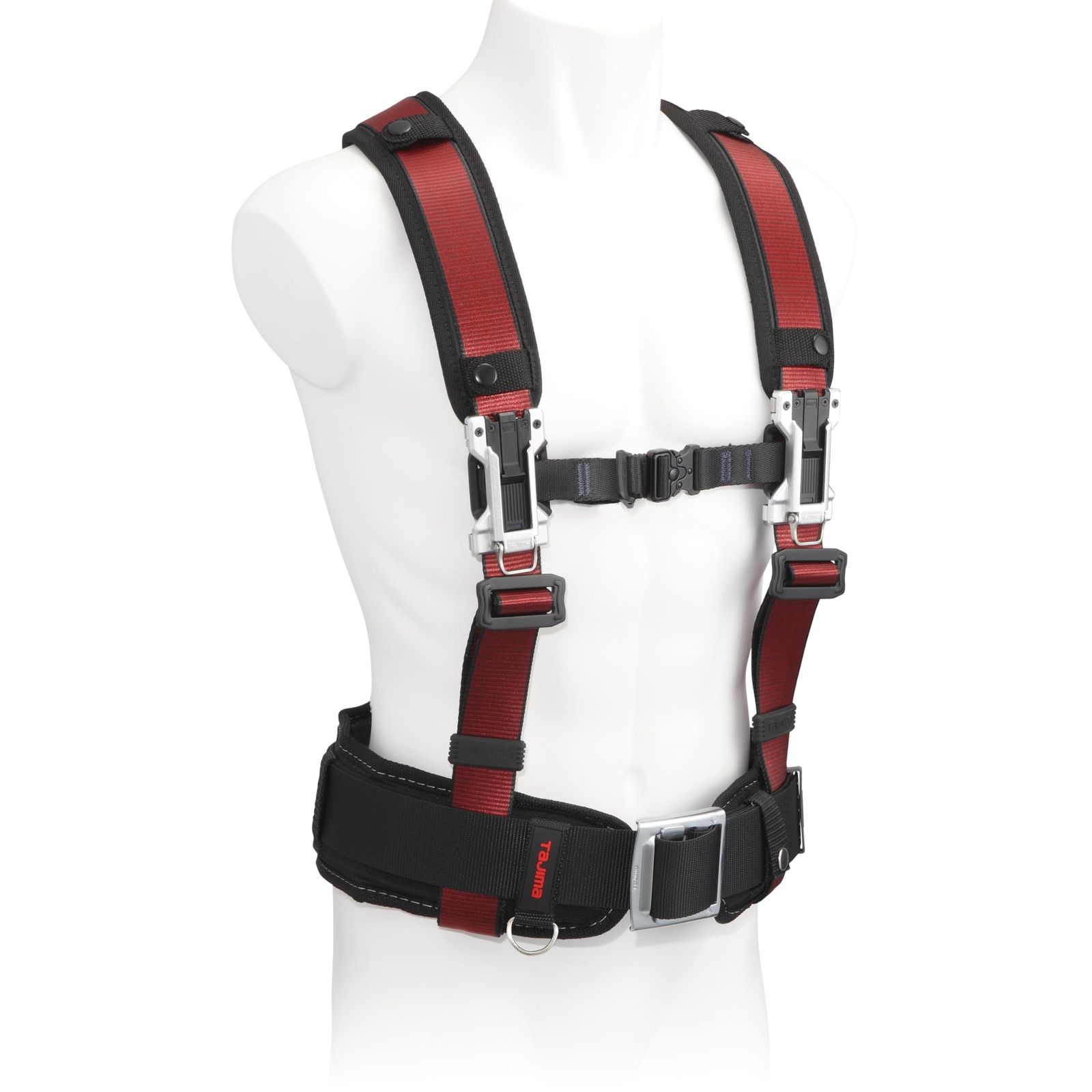 タジマ セフホルダー付きサスペンダー セフサスペンダー 赤 SFSAF RE 新機能胴当てベルトハンガー採用 伸縮性のある生地で腰周りの負担軽減 ネジ止め＆ボタンホックで強固に 別売SEG胴当て 新設計のセフホルダー金属を 標準装備 頑丈軽量アル