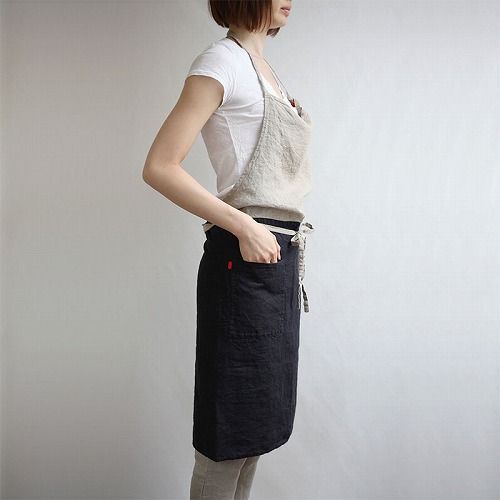 フルエプロン カリーナ ノワールリーノエリーナ ブラック 黒 A 1051 Lino e Lina エプロン かわいい シンプル ナチュラル 前掛け リネン ギフト ポイント10倍