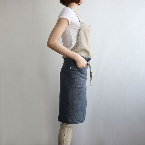 リーノエリーナ Lino e Lina フルエプロン カリーナ アビスブルー ブルーA 141 エプロン かわいい シンプル ナチュラル 前掛け リネン ギフト ポイント10倍