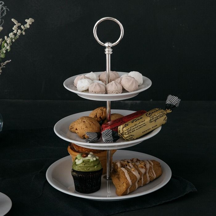三段式ケーキスタンド シルバー色ハンドル ピリヴィッツ P 105 3段式 ケーキスタンド br キッチン雑貨 洋食器 おしゃれ 北欧 シンプル 店舗用 パーティー