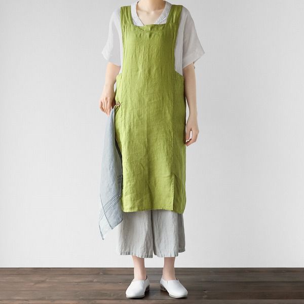  リーノエリーナ エプロン アニタ ライムグリーン A 397 Lino e Lina フルエプロン かわいい シンプル ナチュラル 前掛け リネン ギフト ポイント10倍 その他 エプロン 三角巾