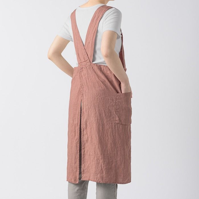 リーノエリーナ フルエプロン アニタ オールドローズ ピンク A 419 Lino e Lina エプロン かわいい シンプル ナチュラル 前掛け リネン 麻 無地 布 おしゃれ 北欧 ギフト ポイント10倍