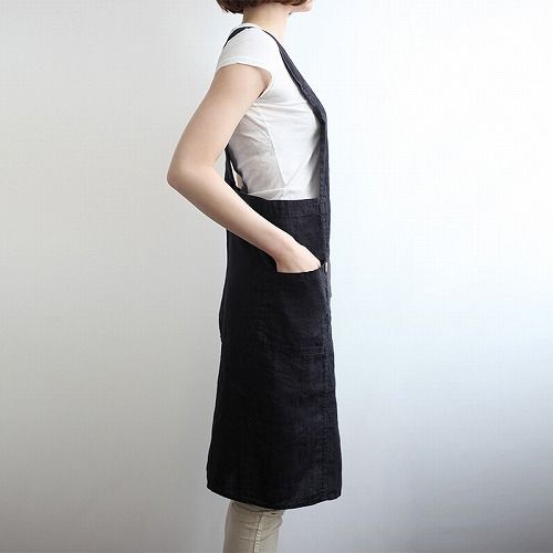 リーノエリーナ Lino e Lina フルエプロン アニタ ノワール ブラック 黒 A 271 エプロン かわいい シンプル ナチュラル 前掛け リネン ギフト カラー ポイント10倍