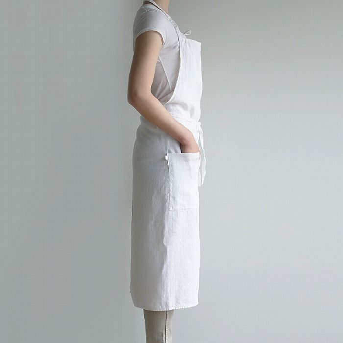 フルエプロン マノン ブラン ホワイト 白色 A297 リーノエリーナ Lino