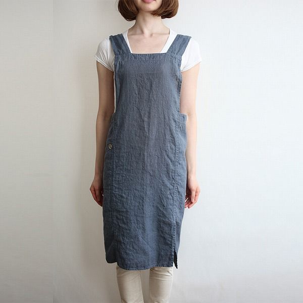 リーノエリーナ Lino e Lina フルエプロン アニタ アビスブルー A 451 エプロン かわいい シンプル ナチュラル 前掛け リネン ギフト ポイント10倍