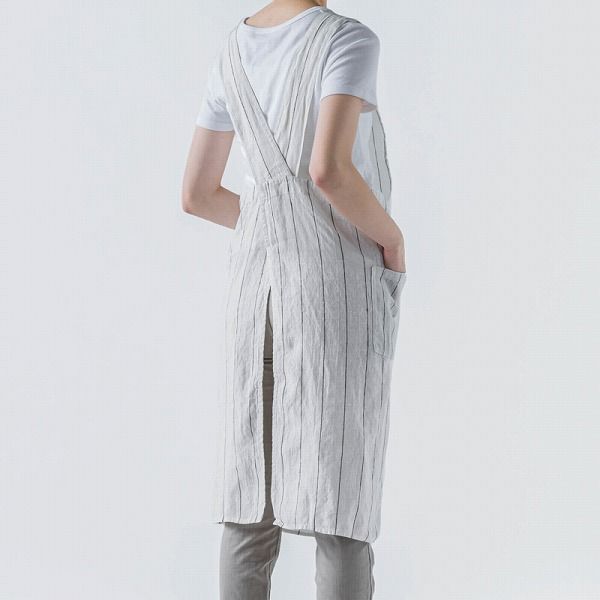 フルエプロン アニタ シリュス A 365 リーノエリーナ Lino e Lina 白地 ライン ホワイト カラー ナチュラル エプロン かわいい シンプル 前掛け リネン ギフト ポイント10倍