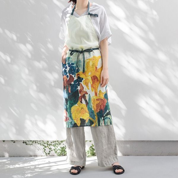  フルエプロン フロレゾン アイリス リーノエリーナ Lino e Lina AP 001 エプロン かわいい シンプル ナチュラル 前掛け リネン その他 エプロン 三角巾