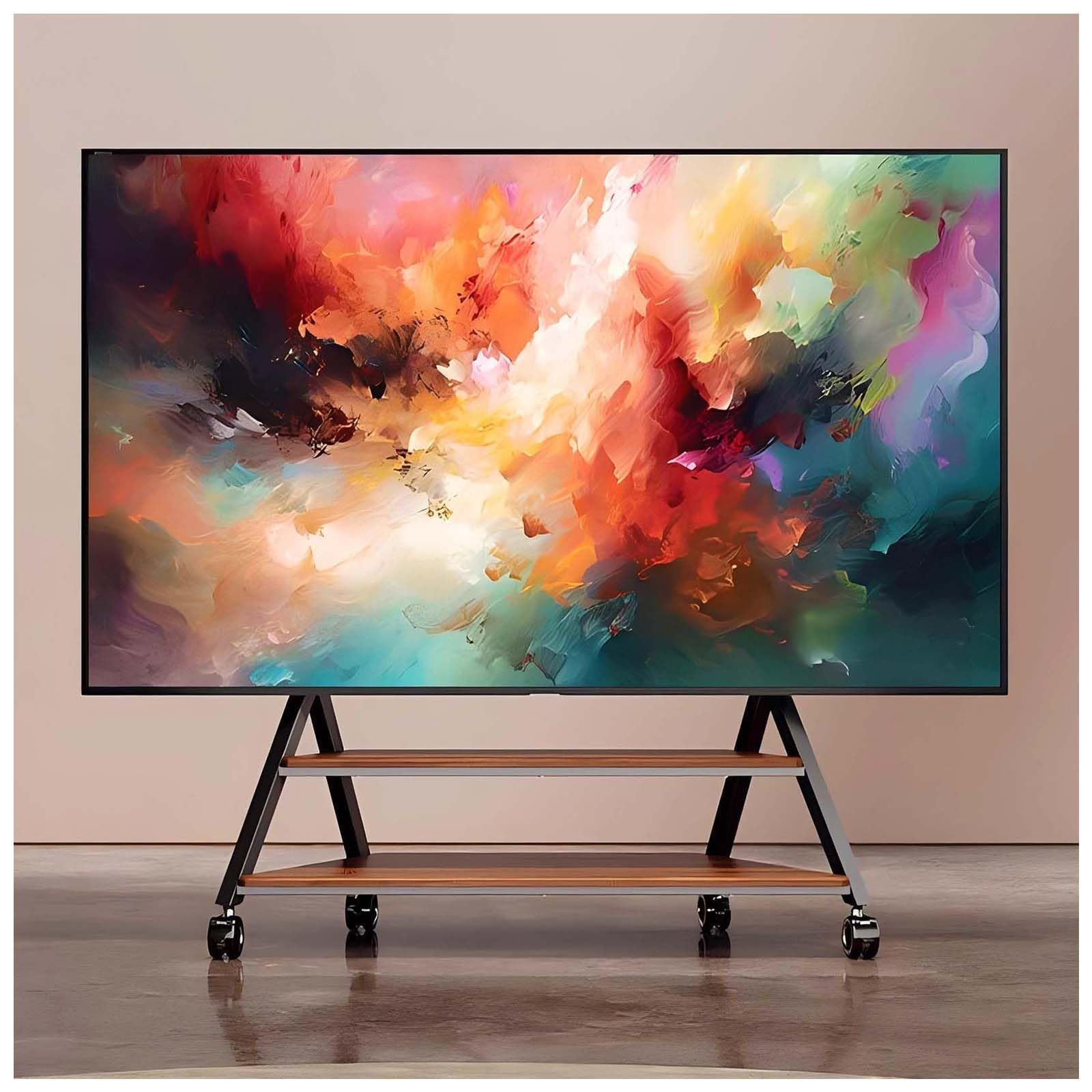 BeishiTenwaymili 大型テレビスタンド 50 100インチ対応 壁寄せ キャスタ 付き ハイタイプ tv stand 移動式tｖスタンド 2つ木製の棚板付きコーナーテレビ台 耐震 VESA 横100 800 mm 縦100 600 耐荷重100