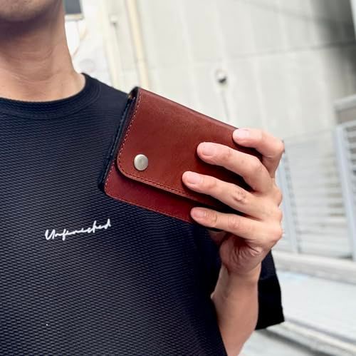 HANG OVER 栃木レザー ミニトラッカーウォレット ハーフウォレット コンパクト財布 WT 25 802 ダークブラウン 彡 8 d 045253