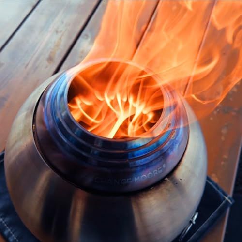 迅速に発送 CHANGE MOORE 新升? 二次燃焼焚き火台 球形 150 の燃焼効率 ウッドストーブ 二次燃焼柱 炎集中カバー 火かき棒 焚き火シート 灰受け付き 日本語説明書付き コンロ 屋外での焚き火 卓上焚き火 キャンプ料理 直火 704 c 26 da