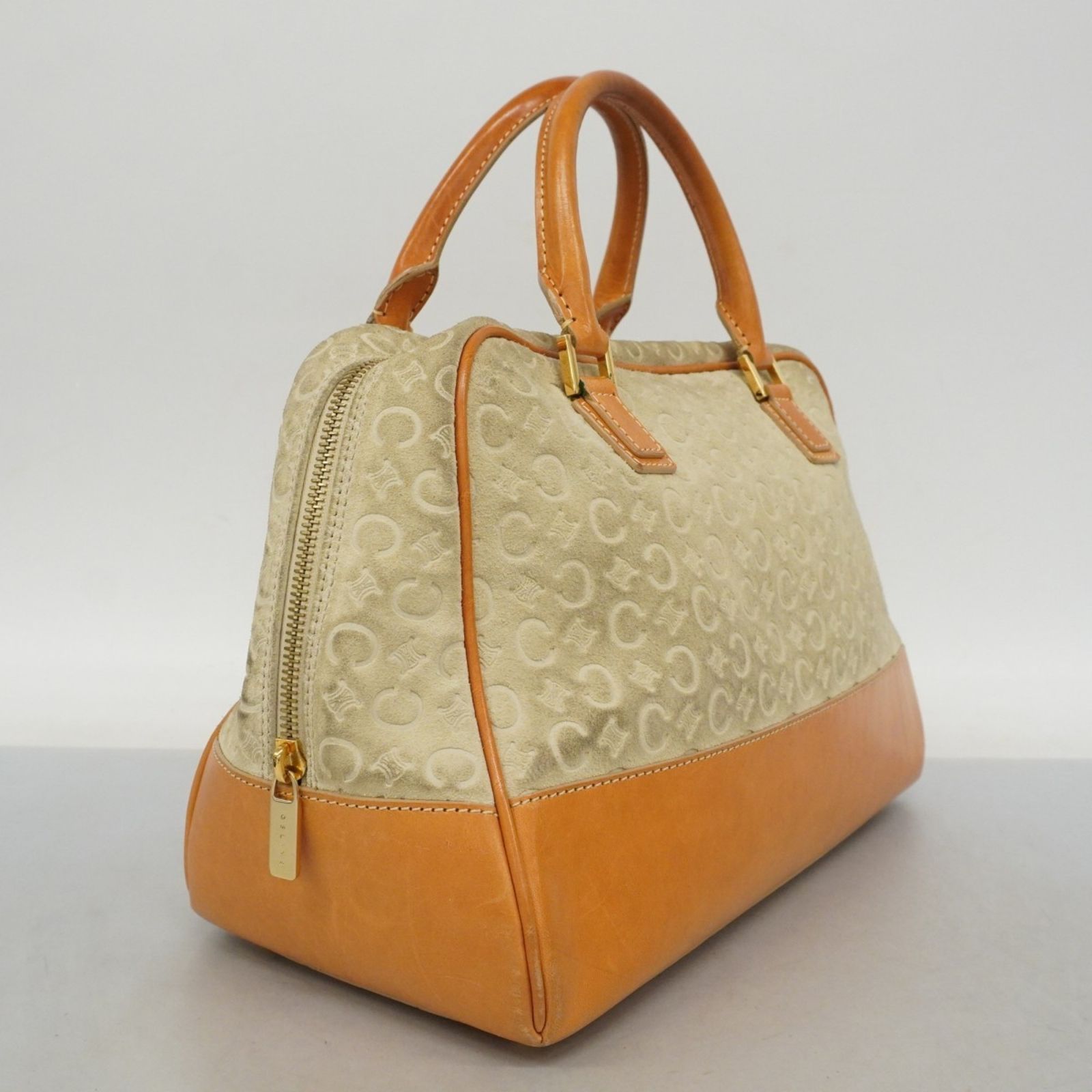 ★希少★CELINE セリーヌ ハンドバッグ マカダム スウェード レザー 黄色 セリーヌ(Celine) セリーヌ ハンドバッグ Cマカダム スウェード レザー