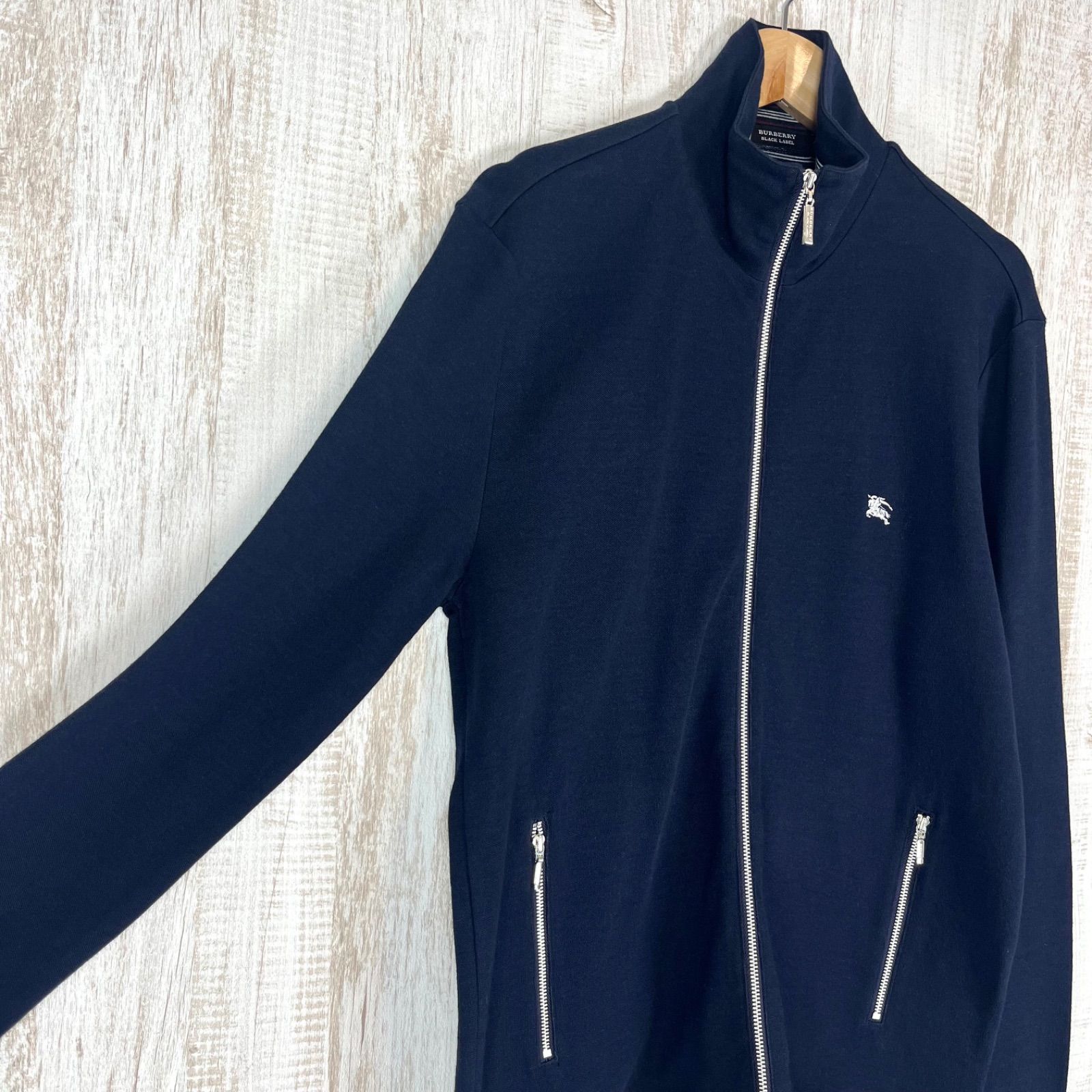 バーバリーブラックレーベル ジップアップ ジャケット L 黒 長袖 ホースロゴ BURBERRY BLACK LABEL バーバリーブラックレーベル ホースロゴ刺繍