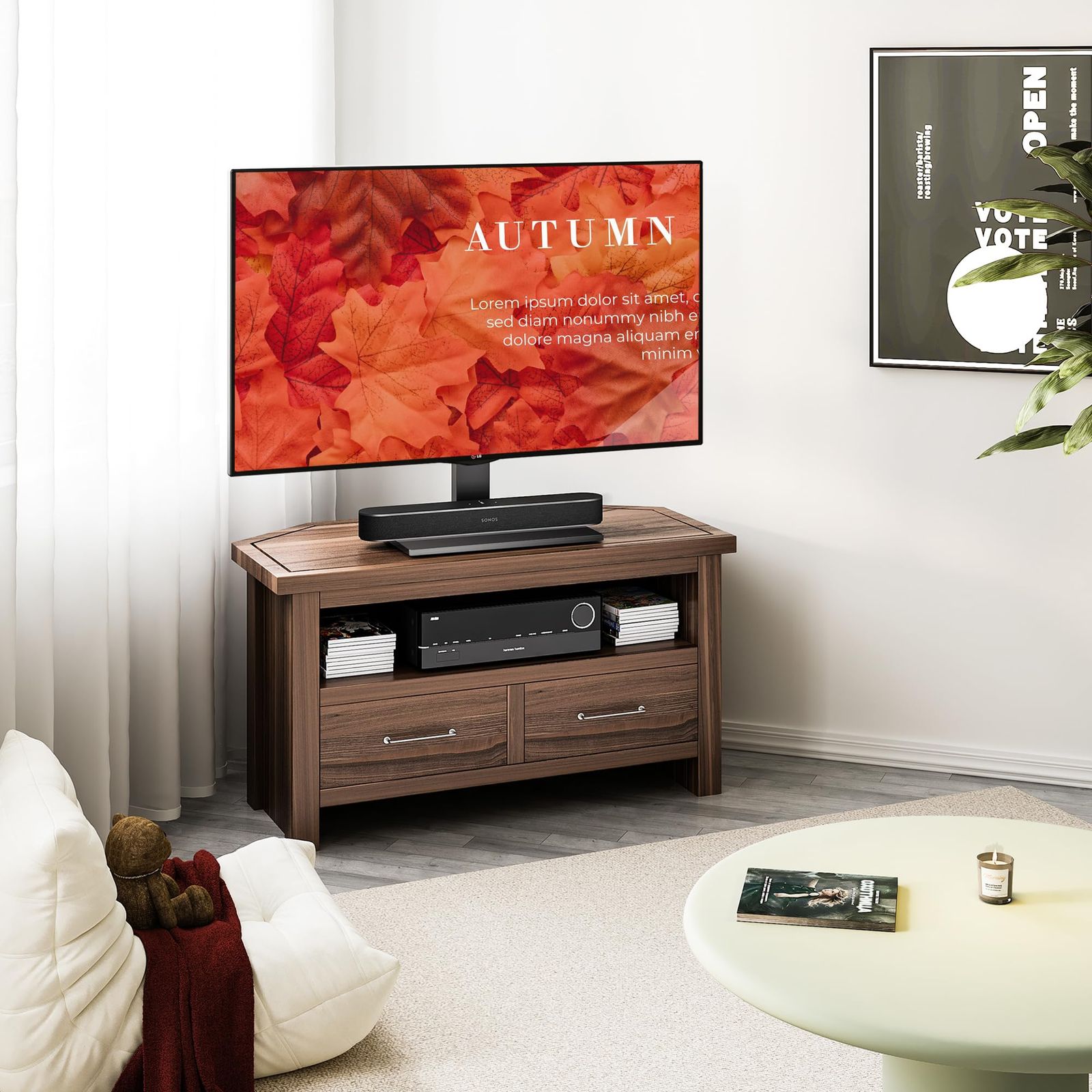 荷重50kg 首振り可 高さ調節可能 卓上地面両用 TT105301GB テレビ台 壁