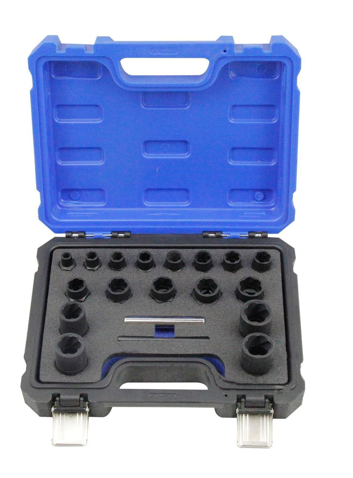 ナットツイスター ナット抽出ソケットセット 19点セット 1 2と 3 8 22 mm 破損ボルト抽出セット 簡単家具組み立て 車修理 摩耗した 壊れたボルト抽出器 破損した 凍結した 錆びた 先端が丸くなったボルト ナットネジ取り外す