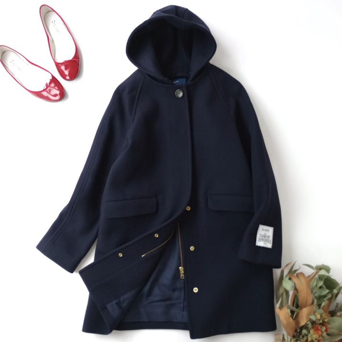 SHIPS シップス HAMILTON LAMBS ウールフードコート フード2WAY