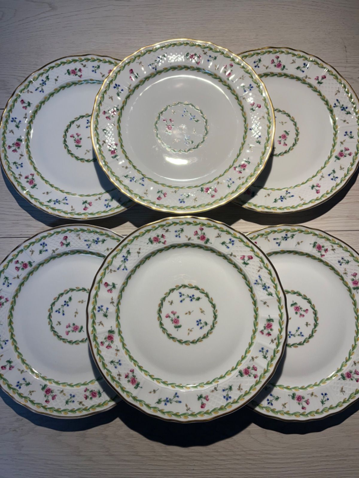 中古品 ベルナルド リモージュ アルトワ グリーンプレート 6枚セット