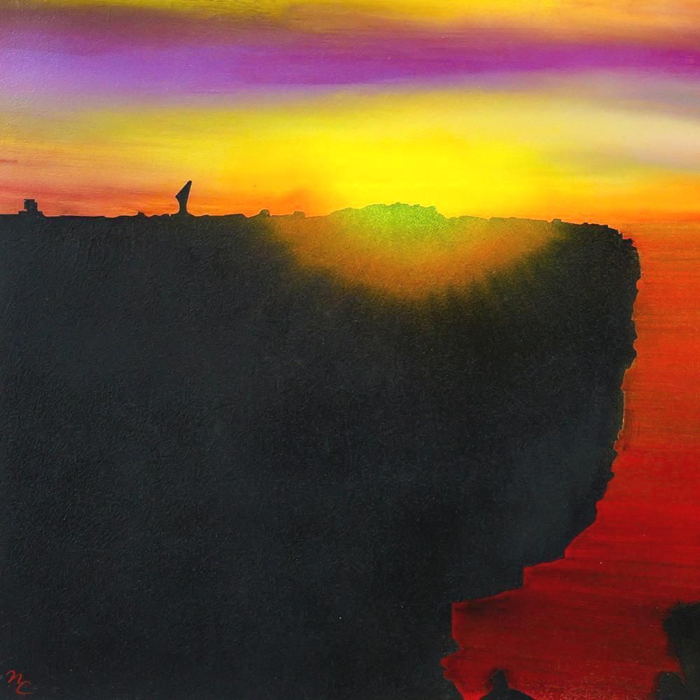 真作】【WISH】鎮西直秀「暁光 辺戸岬」油彩 20号 大作 一枚の絵取扱