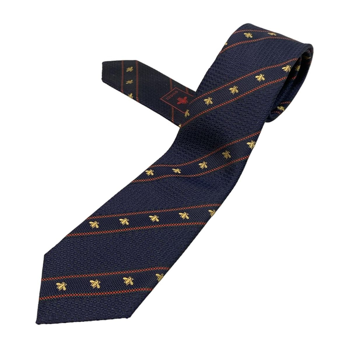 GUCCI(グッチ) ネクタイ メンズ - ネイビー×レッド×マルチ ストライプ