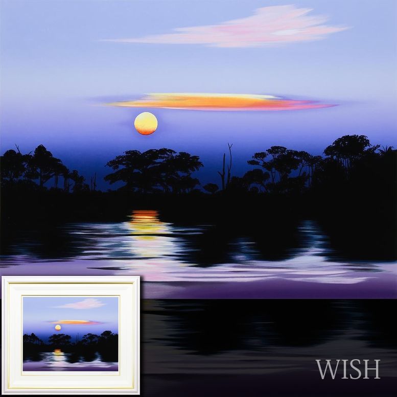 真作】【WISH】ミッシェル・バテュ Michele Battut「アフリカの湖水