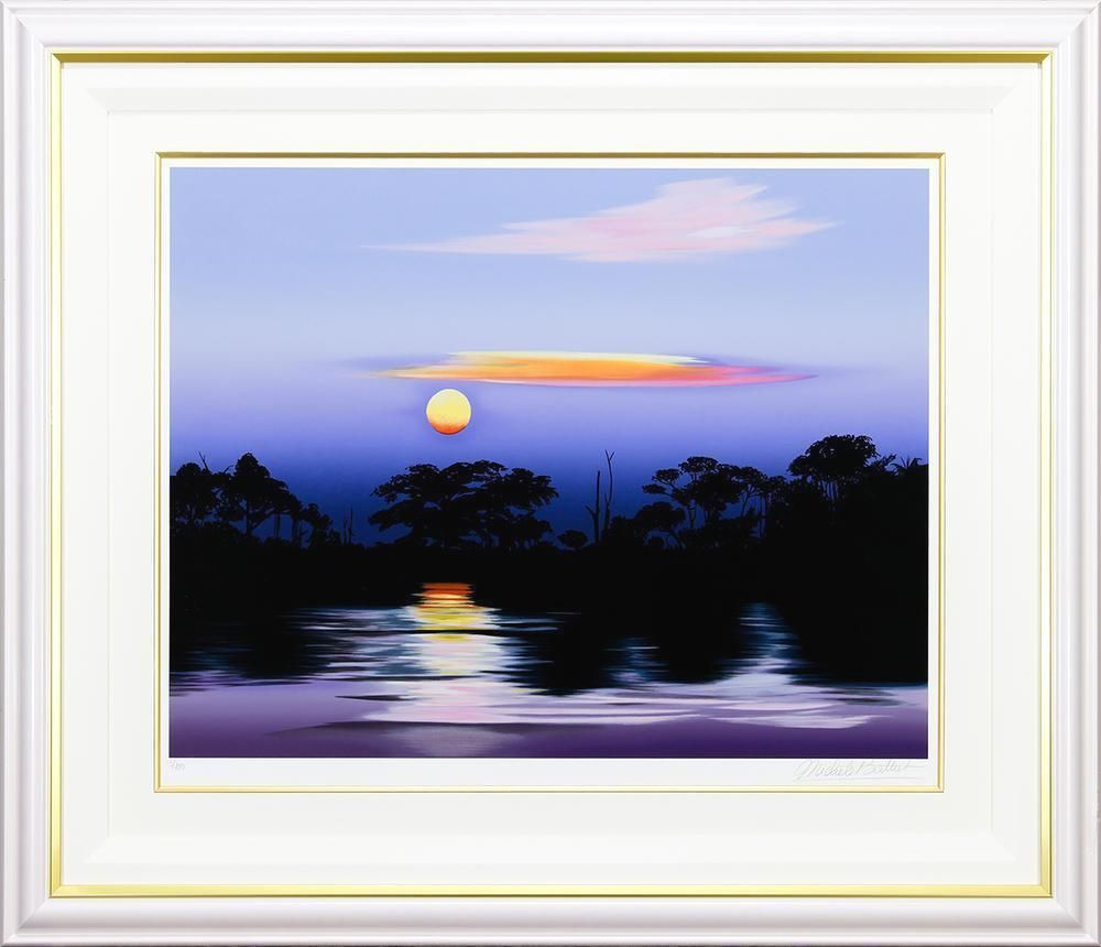 真作】【WISH】ミッシェル・バテュ Michele Battut「アフリカの湖水