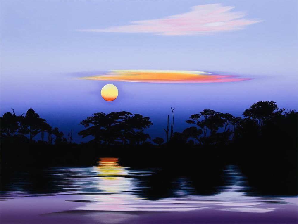 真作】【WISH】ミッシェル・バテュ Michele Battut「アフリカの湖水