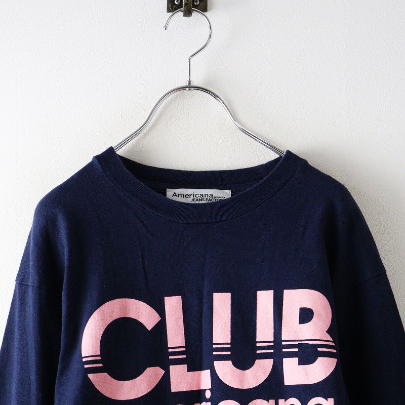 アメリカーナ AMERICANA CLUB ビッグシルエット 長袖Tシャツ ネイビー