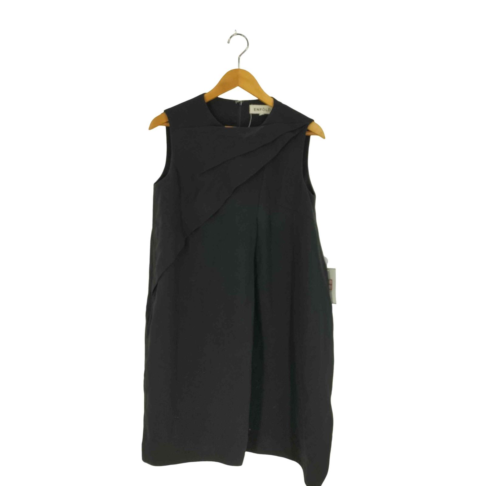 エンフォルド ENFOLD ダブルクロスタッグドレープワンピース