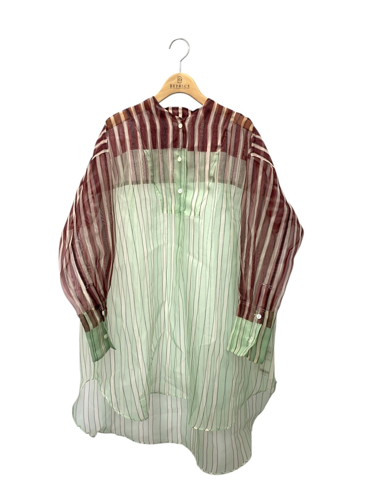 テルマ Printed Sheer Pullover TLM41FJ007 シアーシャツ 36 グリーン 