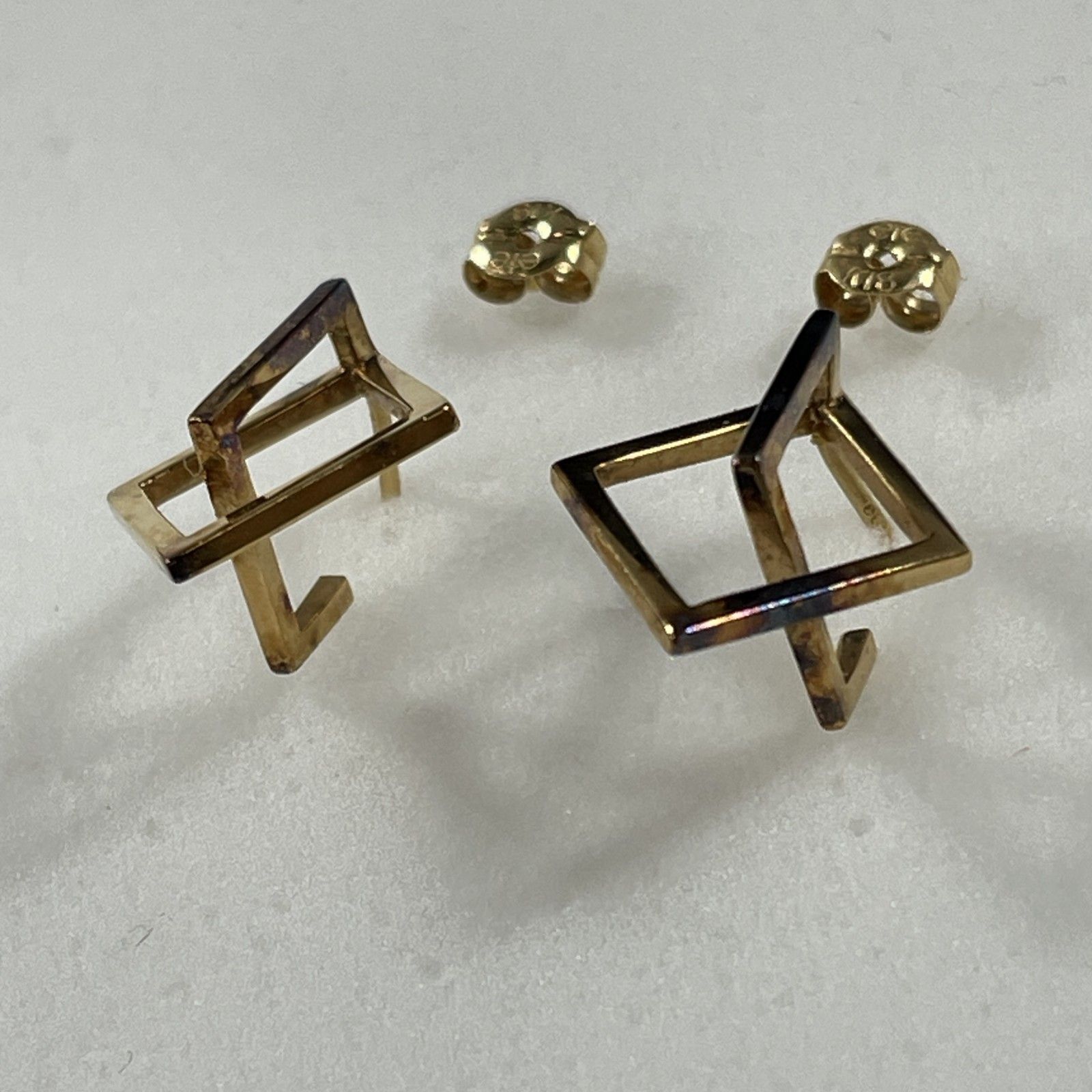 エテ) ete ライトアングル スクエア ピアス ☆ ete エテ K18刻印 18金 
