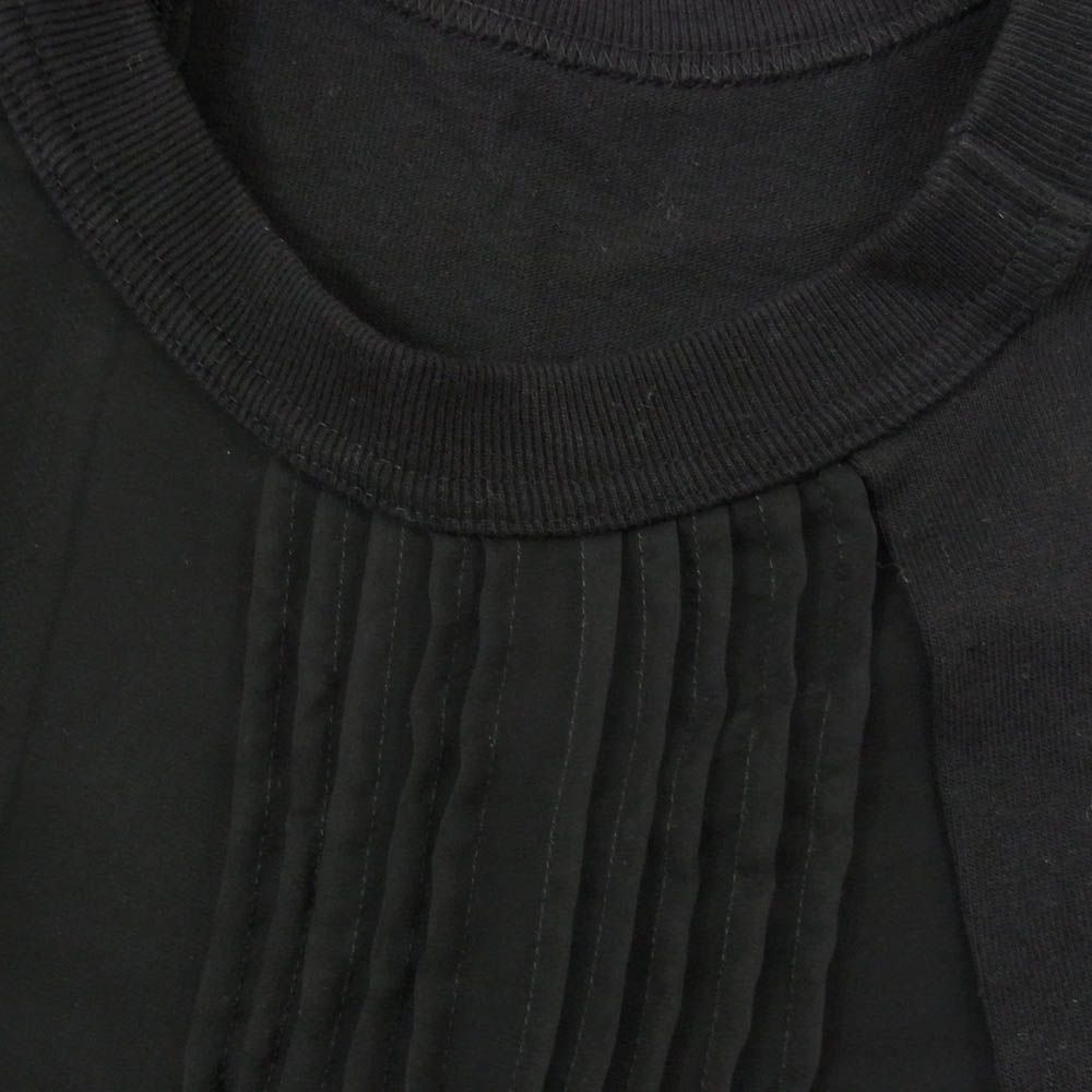 Sacai サカイ 20-05043 プリーツ加工 シフォン ドッキング 半袖 クルー