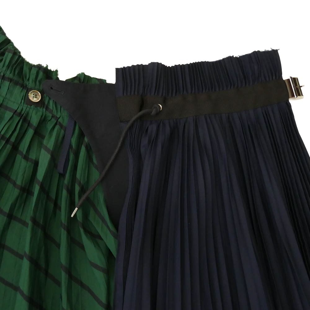 【美品】サカイ　sacai ダークネイビーandグリーン　フレア巻きスカート 美品】サカイ sacai ダークネイビーandグリーン フレア巻きスカート
