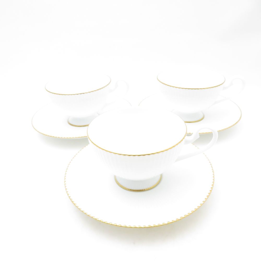 ♥ Noritake ノリタケ ダイヤモンドコレクション ティーカップ＆ソーサー 3客 セット 廃盤