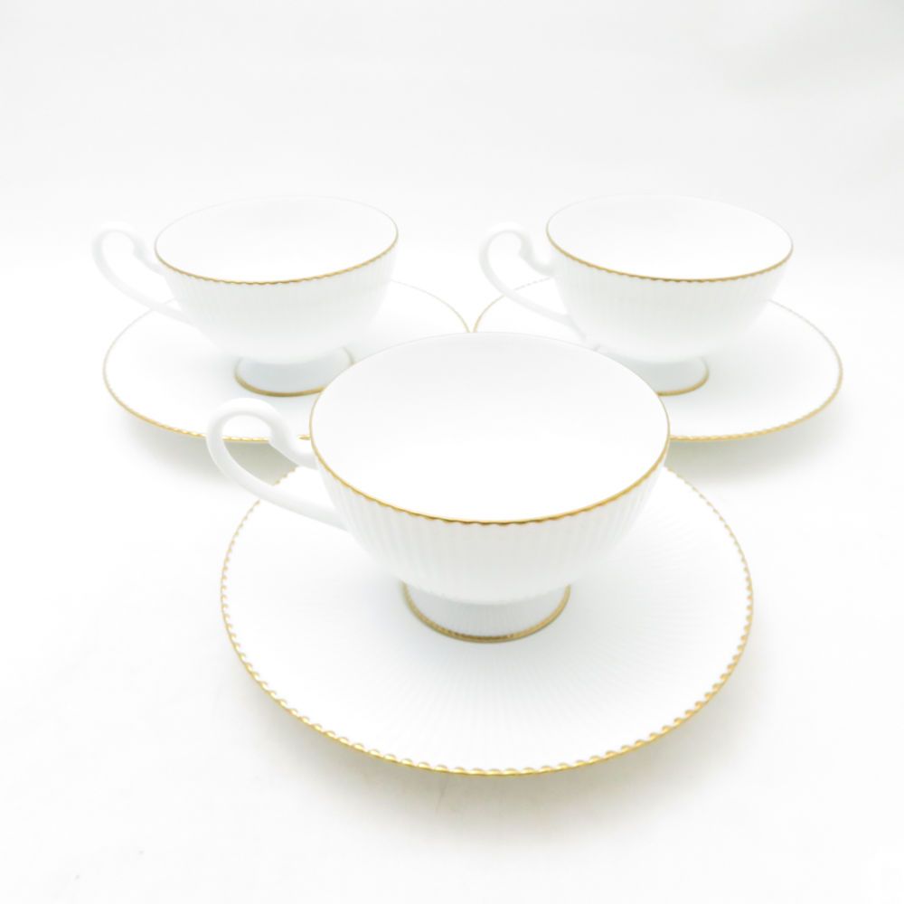 ♥ Noritake ノリタケ ダイヤモンドコレクション ティーカップ＆ソーサー 3客 セット 廃盤