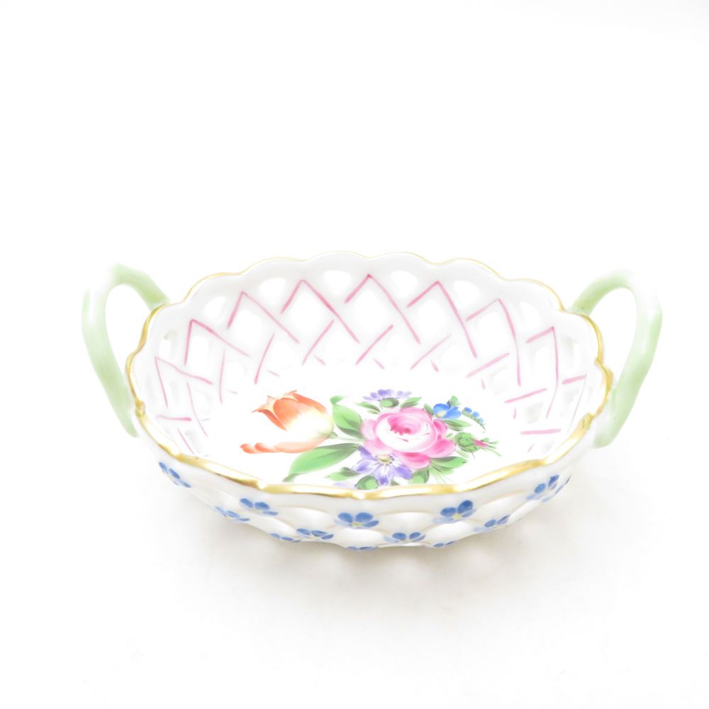 美品 Herend ヘレンド チューリップの花束 ミニ バスケット 1点