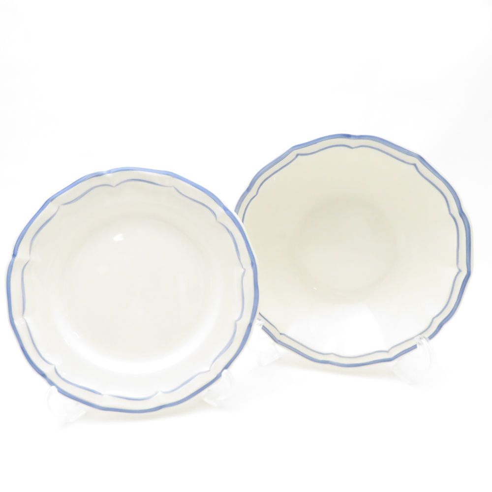 Gien ジアン Filet Bleu フィレブルー ボウル 中皿 4点 セット 17 cm 16 cmプレート