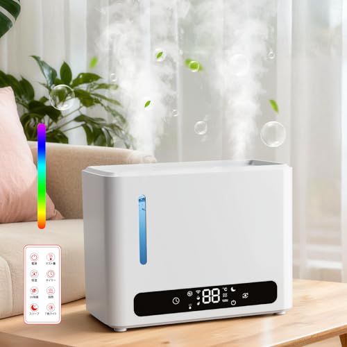 LUNPEAR 加湿器 スチーム式 大容量 6 L ハイブリッド式加湿器 知能恒湿 パワフル加湿 超音波式 LEDディスプレイ 卓上 デスク用 40時間連続加湿 上から給水 300 ml h加湿量 ミスト量3段階調整 6段階加湿量調節 タイマー機 39 d 21122