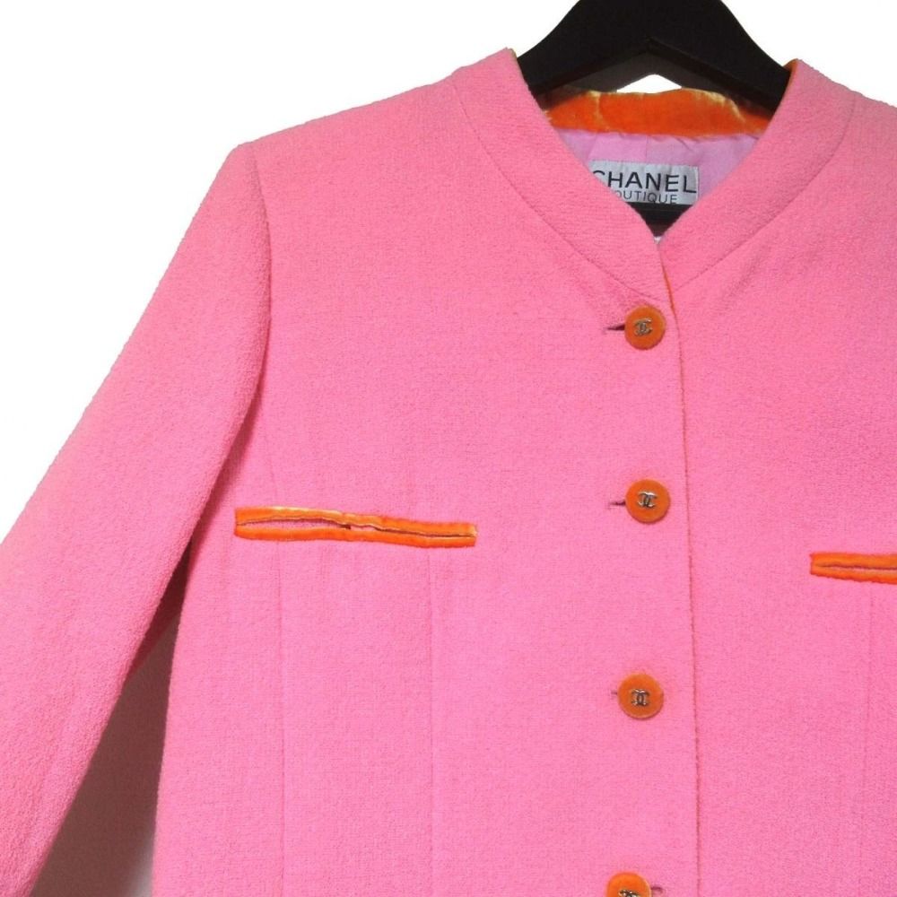 良品 CHANEL シャネル 96P ヴィンテージ ココマークボタン ベロア切替