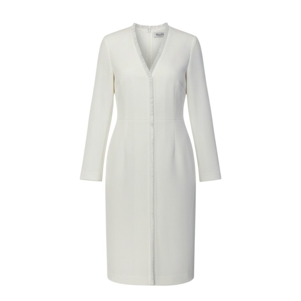 美品♡マックスマーラ ロング シャツワンピース オープンカラー 白タグ 40 L 59a21【新品】Max Mara マックスマーラ フリンジデザイン 長袖