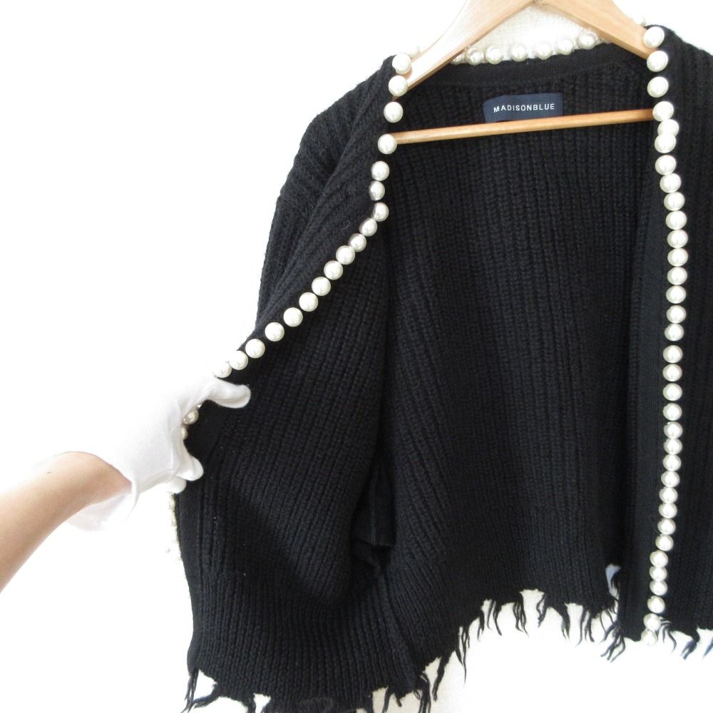 美品 22AW MADISON BLUE マディソンブルー パール装飾 長袖 ショート丈  