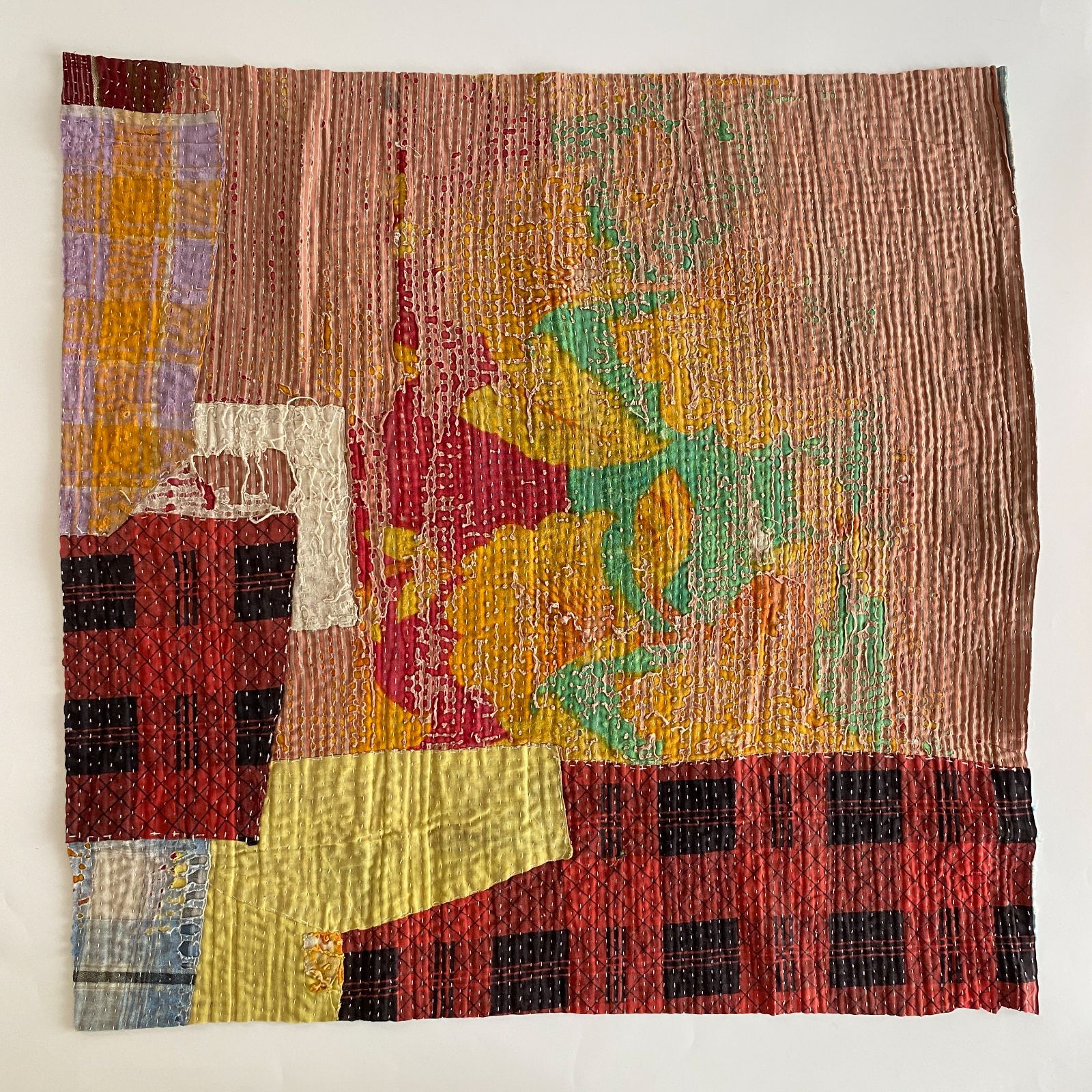 3587 ラリーキルト カンタキルト オールドファブリック ハギレ インド