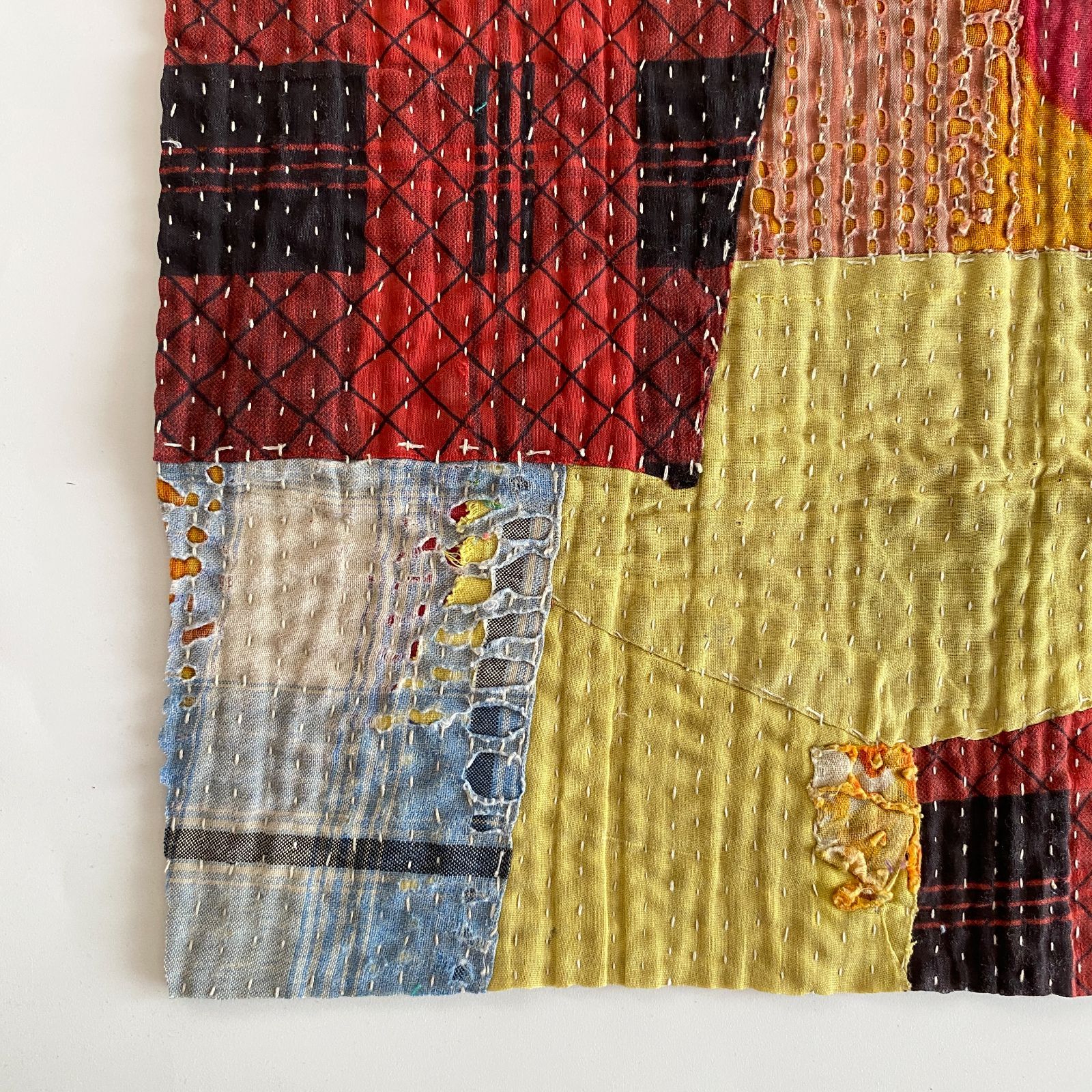 3587 ラリーキルト カンタキルト オールドファブリック ハギレ インド