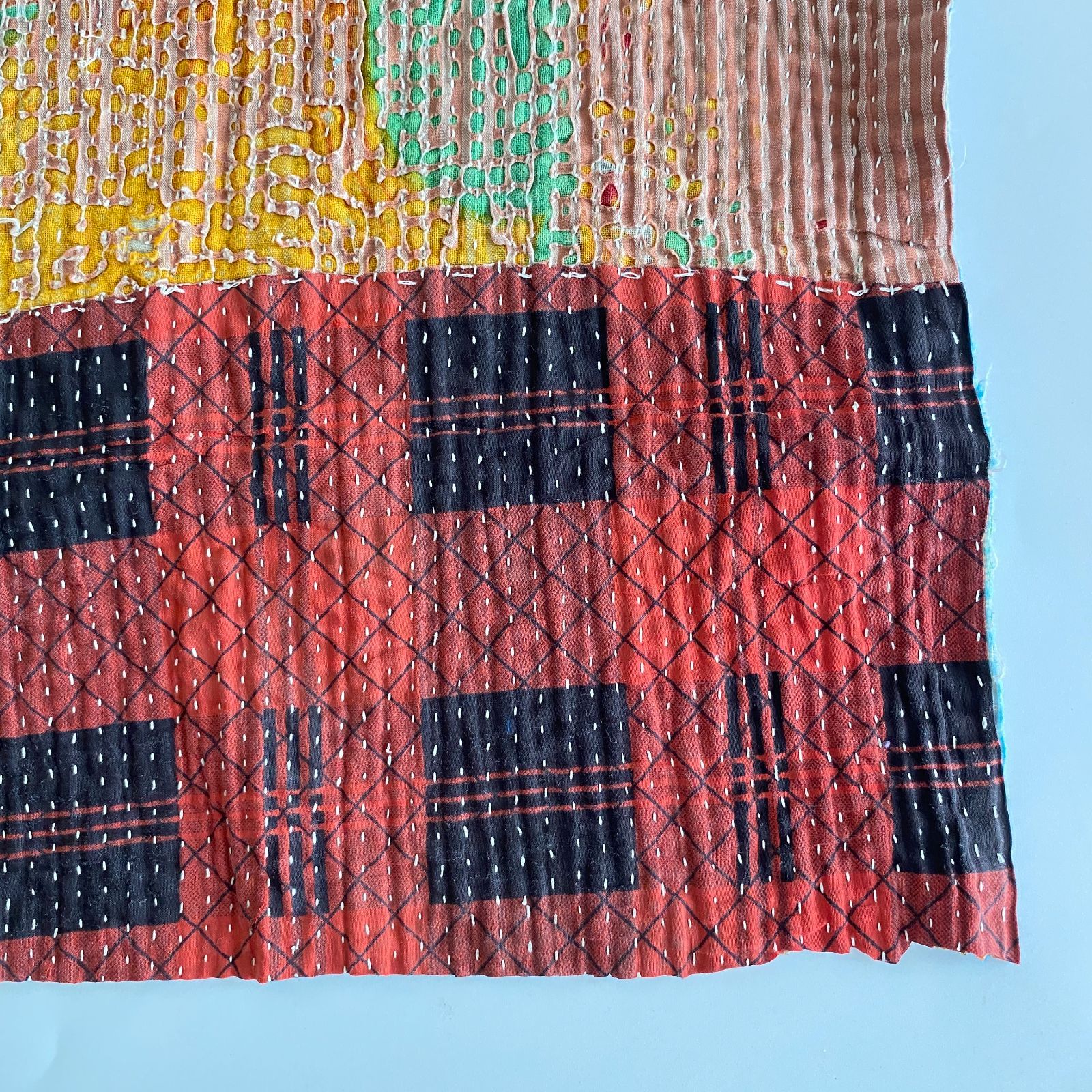 3587 ラリーキルト カンタキルト オールドファブリック ハギレ インド