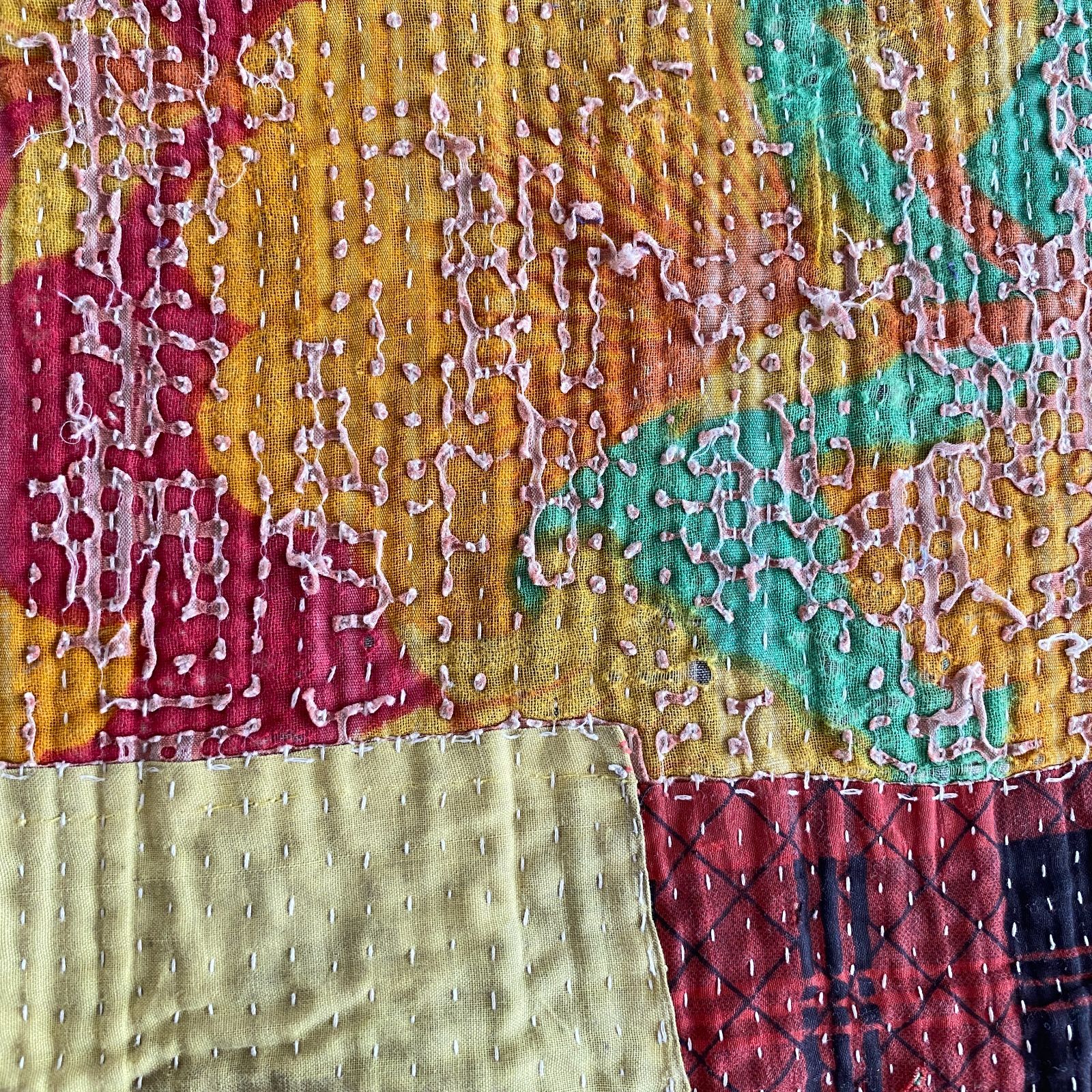 3587 ラリーキルト カンタキルト オールドファブリック ハギレ インド