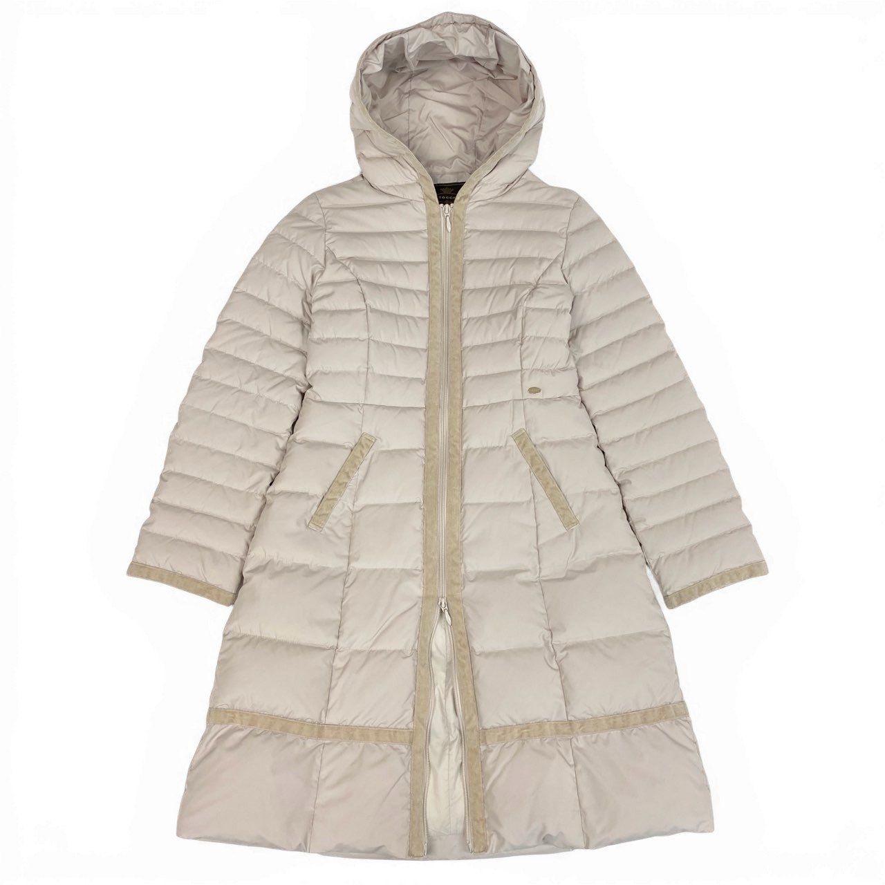 78a21 TOCCA トッカ ベルベット切替 ダウンコート フーデットロング