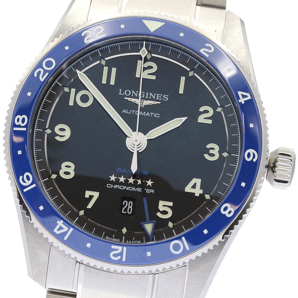 ロンジン LONGINES L3 812 4 ロンジン スピリット ZULU TIME デイト 自動巻き メンズ 箱 保証書付き_936155