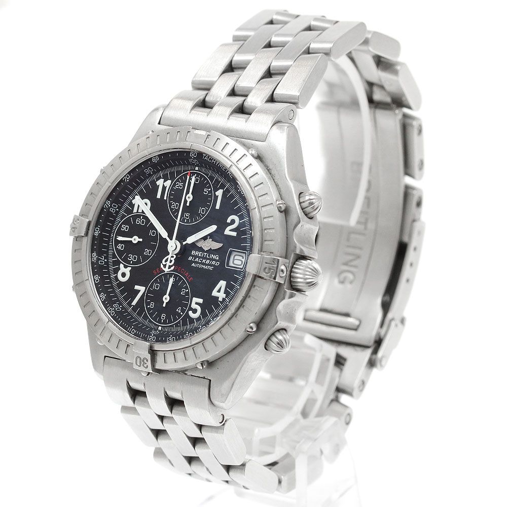  訳あり ブライトリング BREITLING A13350 クロノマット ブラックバード デイト 自動巻き メンズ 箱 保証書付き_923187 長袖シャツ 自動巻き時計 腕時計(アナログ)